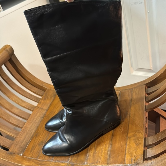 Ipanema Black Leather Pull On Boots 13” Made in Brazil Size  7.5 - Picture 1 of 12